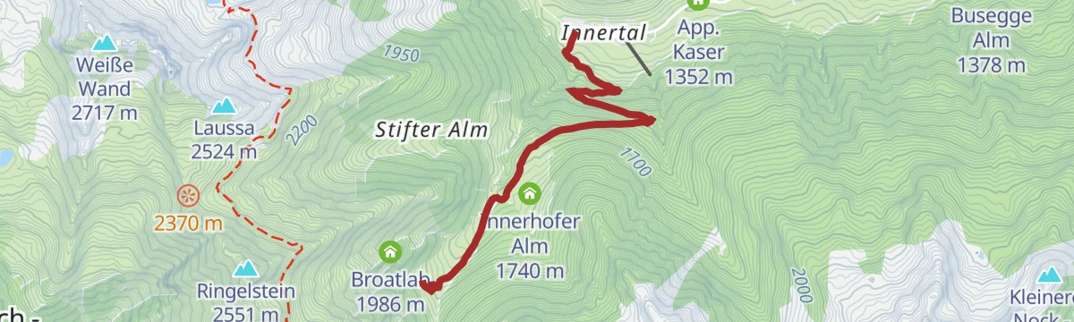 Route map: Mountainbiketour to the Pircheralm hut
